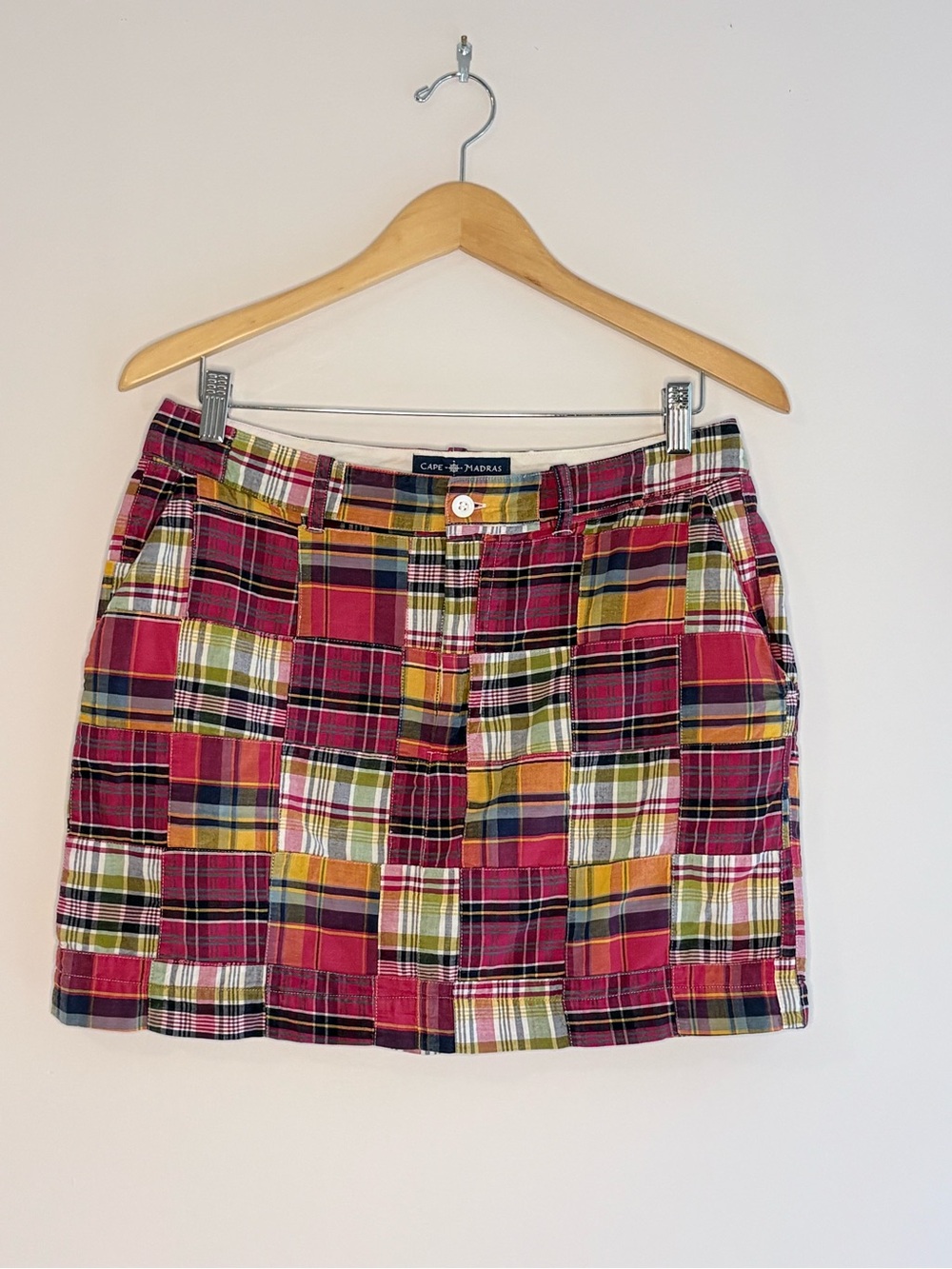 Cape Madras Red Plaid Patchwork Mini Skirt